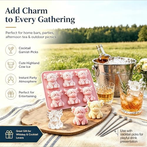 2PCS Highland Cow Ice Cube Mold for Drinks, Baking, Butter, Candle, Soap