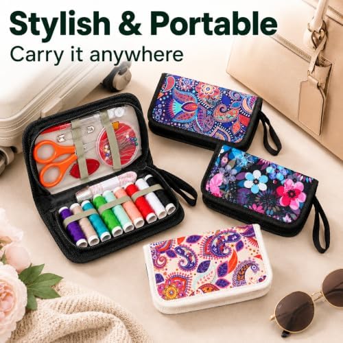 LEIYULY Sewing Kit for Adults, Needle and Thread Kit, Sewing Supplies (45_Black)