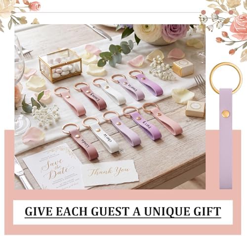 Wavyknot 50 Pcs Leather Keychain Blanks, 3.9 x 0.7 Inches, Pastel Color