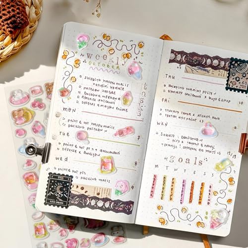 Cute 3D Relief Epoxy Stickers, Pink Dessert Chef Theme Glitter Stickers, Kawaii Bunny Bear Puffy Stickers for Scrapbooking, Journal, Water Bottle, Phone Case, DIY Crafts, Gifts