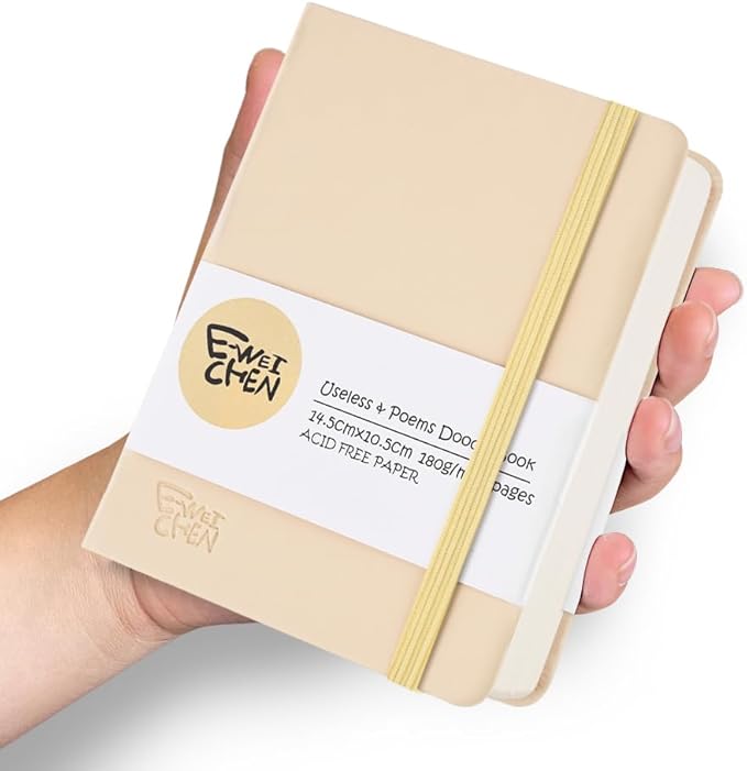 5.7x4.1in Hardcover Blank Sketchbook for Drawing 180gsm 96Pages,Beige