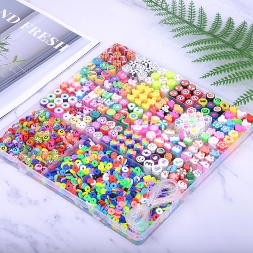 BBita 2480pcs Polymer Clay Beads Charms for Bracelets Making Kit Cute Fun Charms Beads Friendship Bracelet Making DIY Arts Crafts Birthday Gifts Toys for Kids Girls Age 6-13