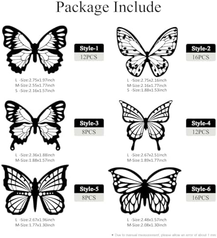 Butterfly Wall Decals - Black-72pcs 3D Butterflies Removable Mural Wall Stickers for Home Room Bedroom Decorations