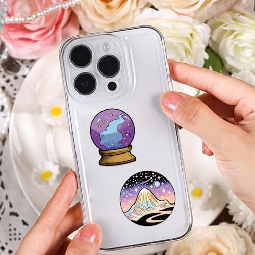 50 Pack Magic Witch Holographic Stickers for Teens- Transparent Waterproof PET Stickers for Journal, Phone Case, Cup, Laptop, Scrapbook- Ins Aesthetic Scrapbook Decorations