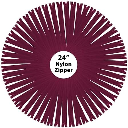 Mandala Crafts 60 PCs Maroon Closed-End 24 Inches Nylon Zippers for Sewing