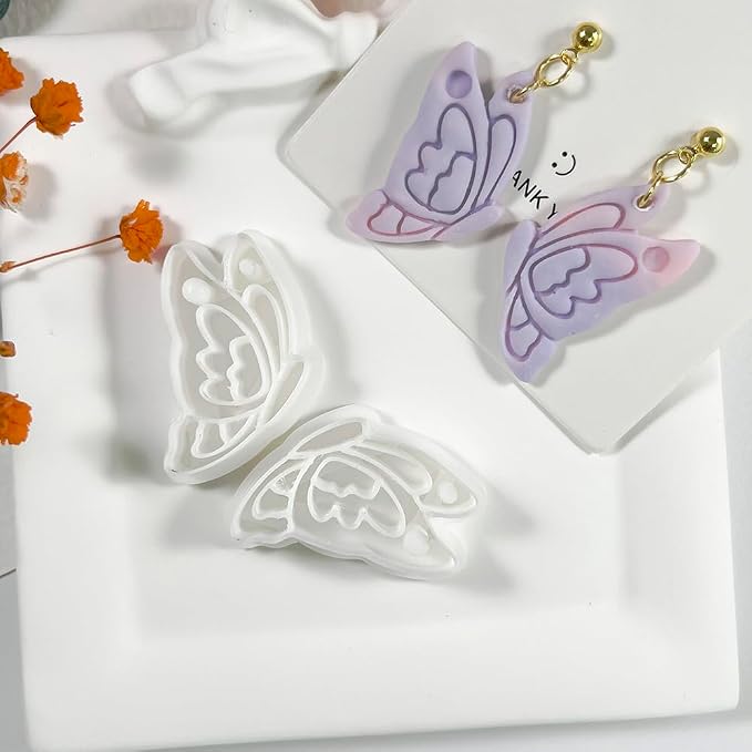 Xaekicr Butterfly Wings Polymer Clay Cutters – Clay Cutters for Earrings Making, Polymer Clay Molds for Jewelry DIY, Clay Tools for Handmade Crafts
