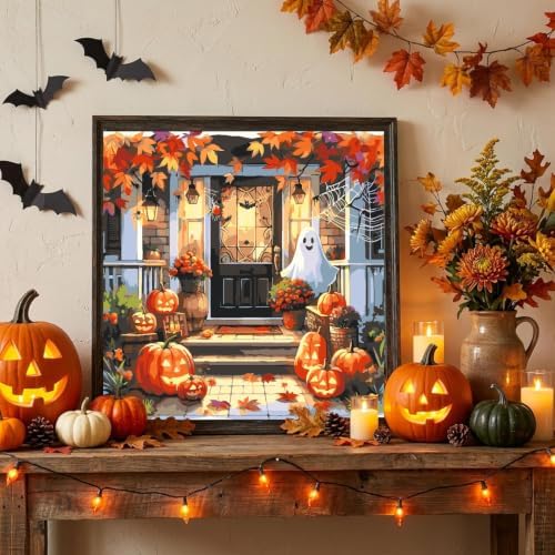 Fall Paint by Numbers Kit for Adults,Ghost Paint by Number 14x14 inch