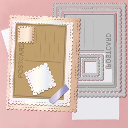 GLOBLELAND Postage Stamp Cutting Dies for Card Making Lace Postcard Ticket Cut Die for DIY Scrapbooking Journal Embossing Paper Craft Decor