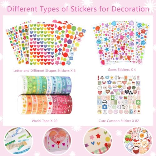 Comealltime Card Making Supplies, Card Making Kit with 30 Greeting Cards and Envelopes Set, Gem Stickers, Washi Tape, Rubber Stamps, Cute Stickers for Birthday Wedding Christmas Greeting Card DIY