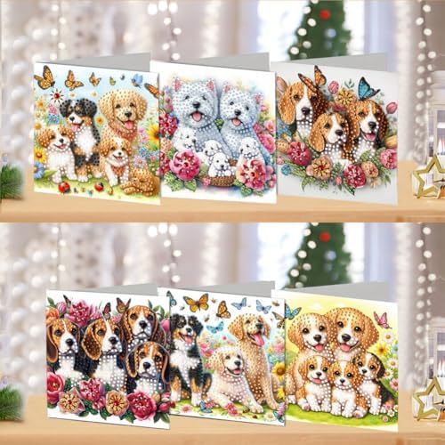 DDGYP 6-Pack Diamond Art Painting Greeting Card Kit - 5.9x11.81Inch