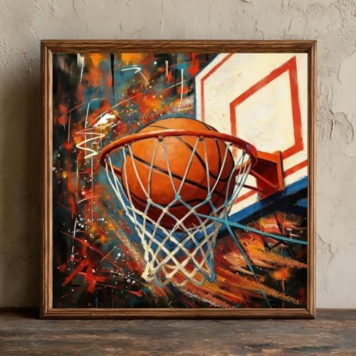 CRZMODE Basketball Paint by Numbers Kit for Adults,Basketball Paint by Numbers for Adults, Acrylic Painting Crafts for Home Decor Gift (16x16inch)