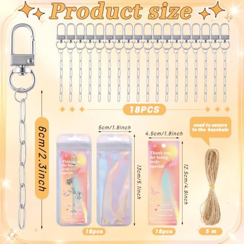 Wurosi 18pcs Paperclip Keychain Making Kit,Key Ring Swivel Snap Hook Chains