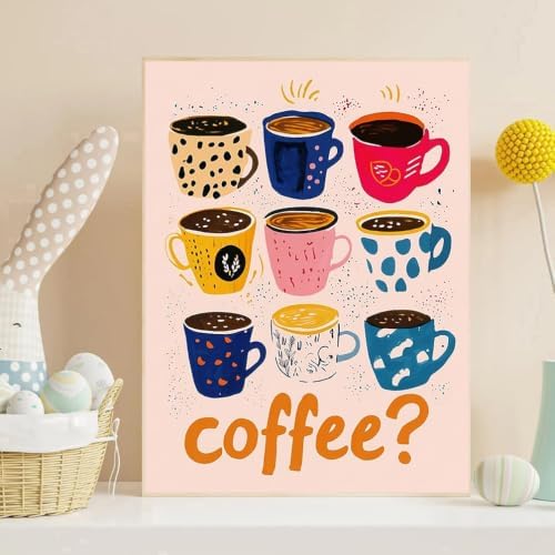 Coffee Diamond Art Kits for Adults, Diamond Painting Kits for Adults
