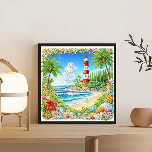Beach Diamond Art Kits for Adults Special Shape Diamond Painting