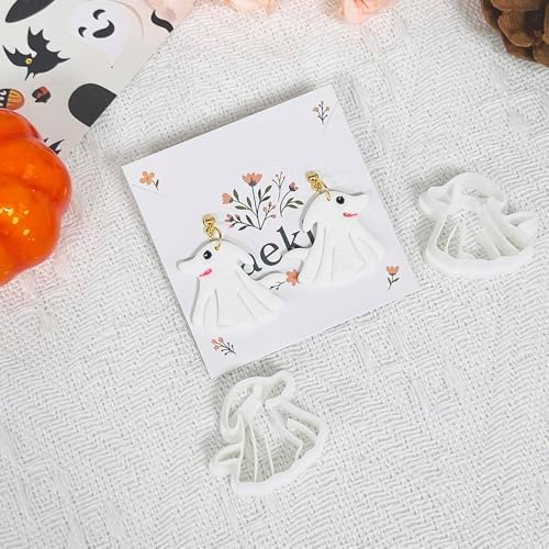 Xaekicr Halloween Ghost Dog Polymer Clay Cutters – Cute Clay Earring Cutters for DIY Jewelry Making, Polymer Clay Molds and Craft Tools, Set of 2