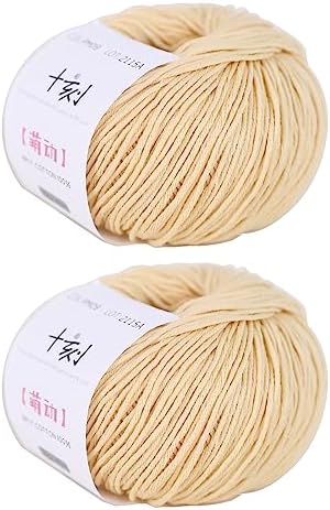 Fine Weight Knitted and Crocheted Cotton Yarn, 100% Long Staple Cotton Yarn, Baby Sports, 2 Packages of 100g/3.52oz (Per Skein 50g/162yards) - Cheese Yellow