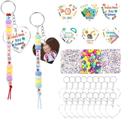 24 Set Back to School Crafts Kits, First Day of School Keychain Making Kit