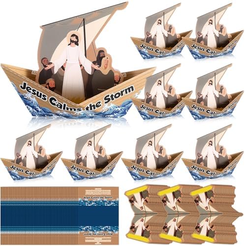 24 Set Jesus Calms The Storm Craft Kit DIY Sunday School Sailboat Cards