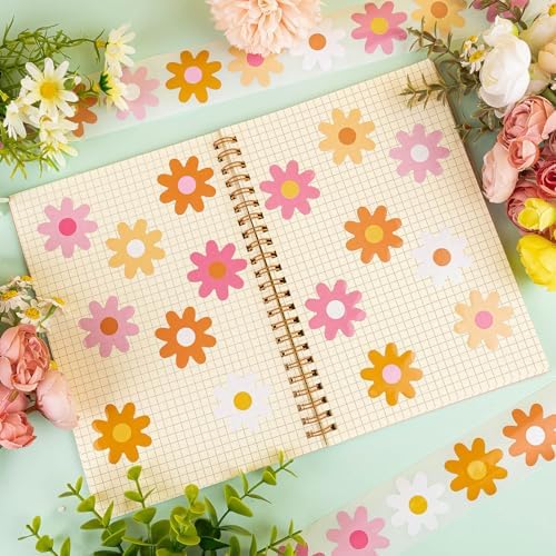 1200 PCS Boho Daisy Stickers Roll, 16 Styles Flower Stickers Roll