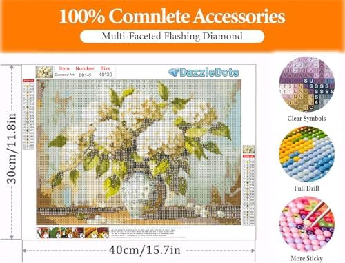Hydrangea Diamond Art Kits for Adults Round Diamond Painting 16x12 Inch