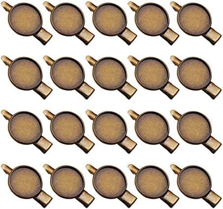 20 Pcs Metal Alligator Hair Clips Craft Blank Barrettes Round Base Hair Clamps DIY Hair Clips with Cabochon Setting Tray for Hair Accessories Making