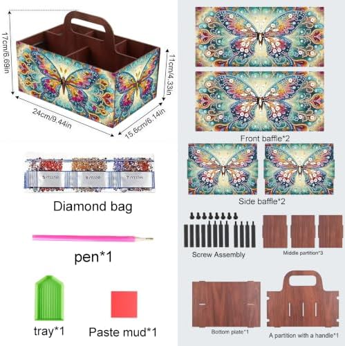 LSQFS Butterfly Multi-Grid Diamond Painting Storage Box with Handle