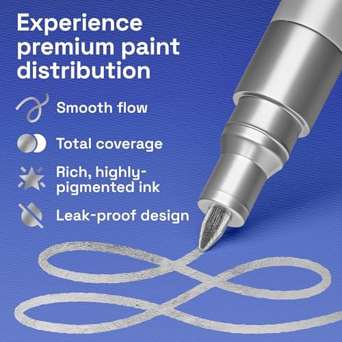ARTISTRO Silver Paint Pens - Extra-Fine Tips - Set of 5