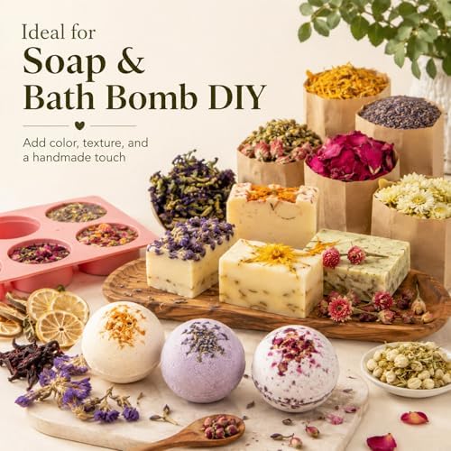 Sukh 21 Bags Dried Herbs Kit - Natural Dried Flowers for Soap Candle Crafts