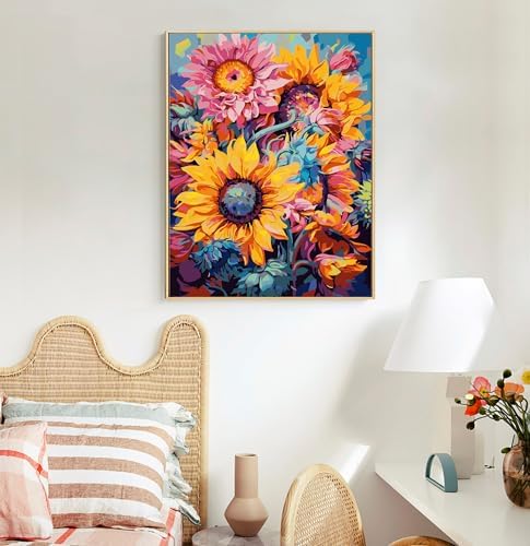 Paint by Numbers Kit for Adults, Sunflower DIY Acrylic Canvas Painting Set