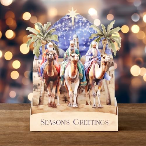 Katy Sue Nativity Scenes Pop Up Christmas Card Making Kit for Adults. Makes 12 Cards & Contains Nativity 3D Die-Cut Decoupage, Supports, Envelopes, Instructions & Foam Pads for Christmas Card Making
