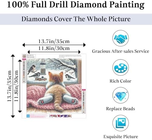 JAKI Cat Diamond Painting Kits for Adults Beginners 14x14inch
