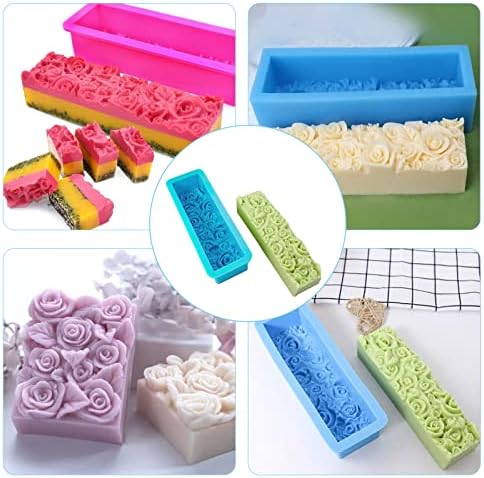 PH PandaHall Rose Loaf Mold, 22oz Flower Silicone Soap Molds 3D Embossed Crafts Mold Rectangle Resin Casting Molds for Handmade UV Resin Soap Candle Fondant Chocolate, 9.8x3.2x2.1inch 650ml