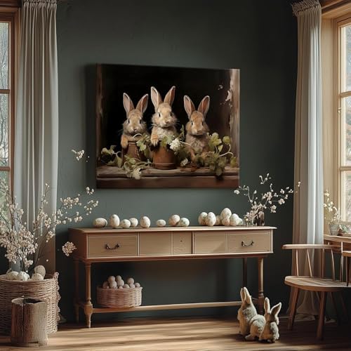 Clendo Vintage Bunny Paint by Numbers for Adults - Rabbit Adults Paint by Numbers Kits, DIY Paint by Number Acrylic Canvas Painting Art Kits for Home Decor 16x20 Inch (Without Frame)