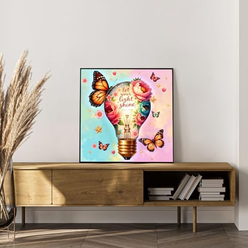Framed Paint by Numbers Kit for Adults, Butterfly Floral Decor 10x10 Inch