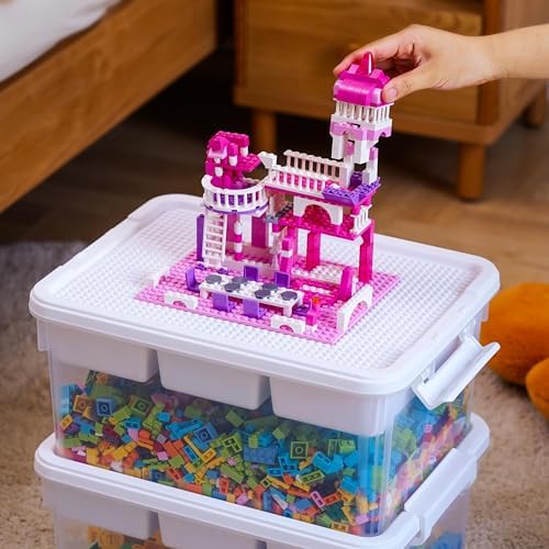 Citylife 17 QT Plastic Storage Box Building Baseplate Lid Removable Tray