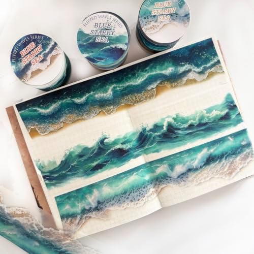 PET Tape Stickers for Journaling Supplies, Sea Scrapbook Stickers for DIY