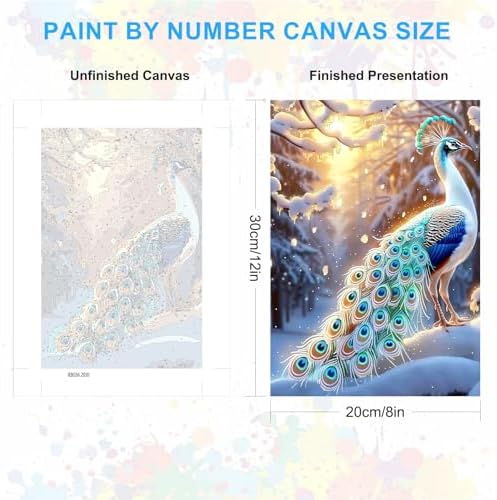 SENQAO Christmas Paint by Numbers for Adults Beginners Framed, Peacock Adults' Paint-by-Number Kits, Adult Paint by Number Kits on Canvas, Acrylic Number Painting for Home Decor, 8x12inch
