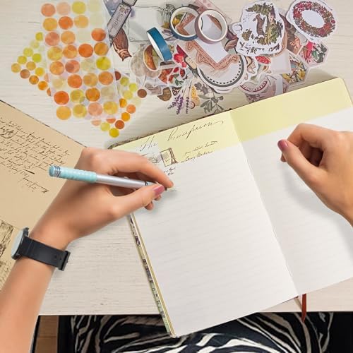SaFeHoM 212 Pcs DIY Vintage Journal Set for Women Gifts Scrapbook Diary Supplies including Aesthetic Journals, Scrapbook Paper, Washi Stickers, Tape, Dot Stickers