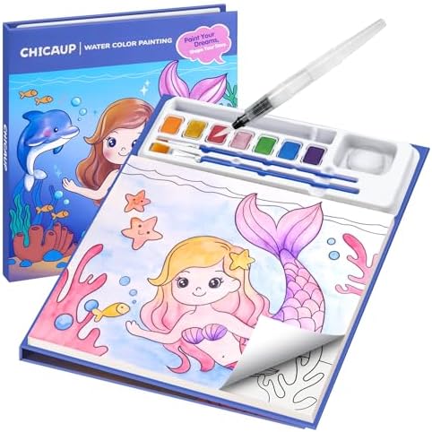 CHICAUP Paint with Water Coloring Books for Kids, Mess Free Watercolor Painting Kit Painting Activity for Kids Ages 3-5 4-8, Arts Crafts Drawing Gift Toy for Boy Girl