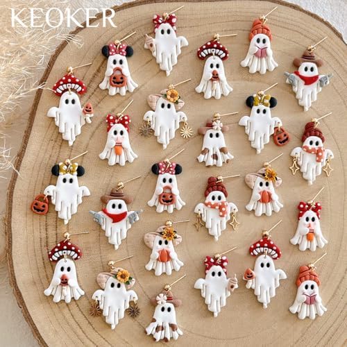 Keoker Halloween Polymer Clay Cutters, 13 Halloween Ghost Clay Earring Cutters for Polymer Clay Jewelry
