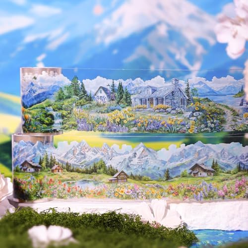 PET Tape Stickers for Journaling 6 Rolls Flower Washi Tape Stickers Decorative Tape for Crafts Scrapbooking Junk Journal Supplies, County Life
