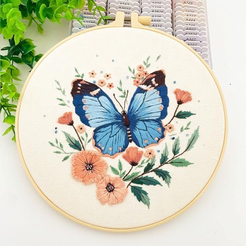 Silentsea Blue Butterfly Embroidery Kit for Adults