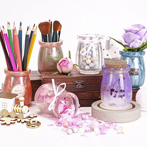 Larcenciel Jar Resin Molds Silicone with 5pcs Cork Lids, Cute Bottle Silicone Molds for Epoxy Resin, DIY Molds for Jar, Storage Bottle, Jewelry Candy Container, Flower Pot, Home Decoration Gifts