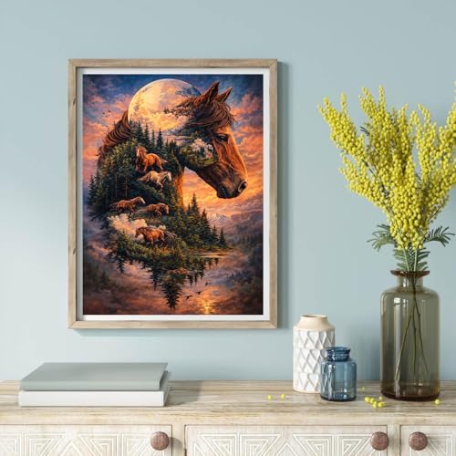 ijbnhd 5D Horse Diamond Art Kits for Adults 12 X 16Inch