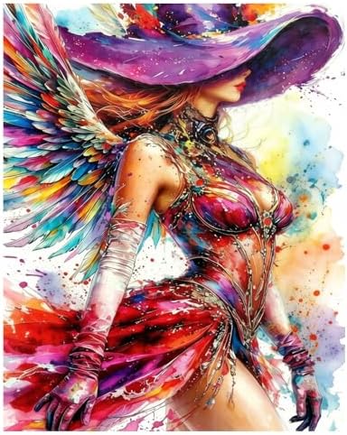 xcemhil Colorful Woman Paint by Numbers Kit for Adults Beginner, Colorful Woman Wearing a Hat Acrylic Paint by Number Kits Suitable for Home Wall Art Decor Gifts 16x20 Inch