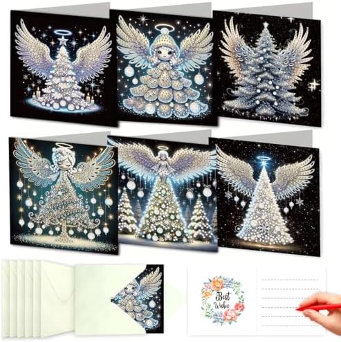LSQFS Angel Wings Diamond Painting Greeting Cards Kit,with Envelopes