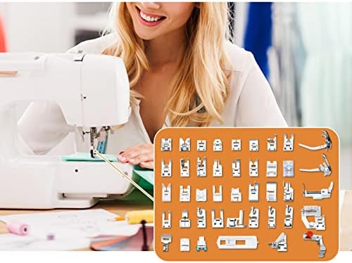 Presser Foot Set 42Pcs, Sewing Machine Presser Feet Kit Accessories with Manual for Brother, Babylock, Singer, Elna, Toyota, New Home, Simplicity, Necchi, Kenmore Low Shank Machines