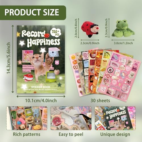 Cute Sticker Book Y2K Vintage Grunge Kawaii Retro Matte Writable Decals