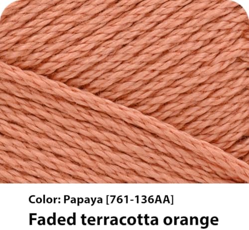 Lion Brand Yarn, 24/7 Cotton Yarn, Papaya, Orange, 3 Pack