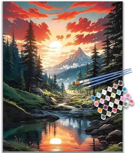 Kalonyth Landscape Paint by Numbers Kit for Adults, 16x20 inch, No Framed
